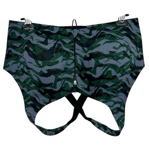 Knix Catalyst Front Zip Sports Bra Sz 8 Camo Blue Green Sporty Comfortable NWOT